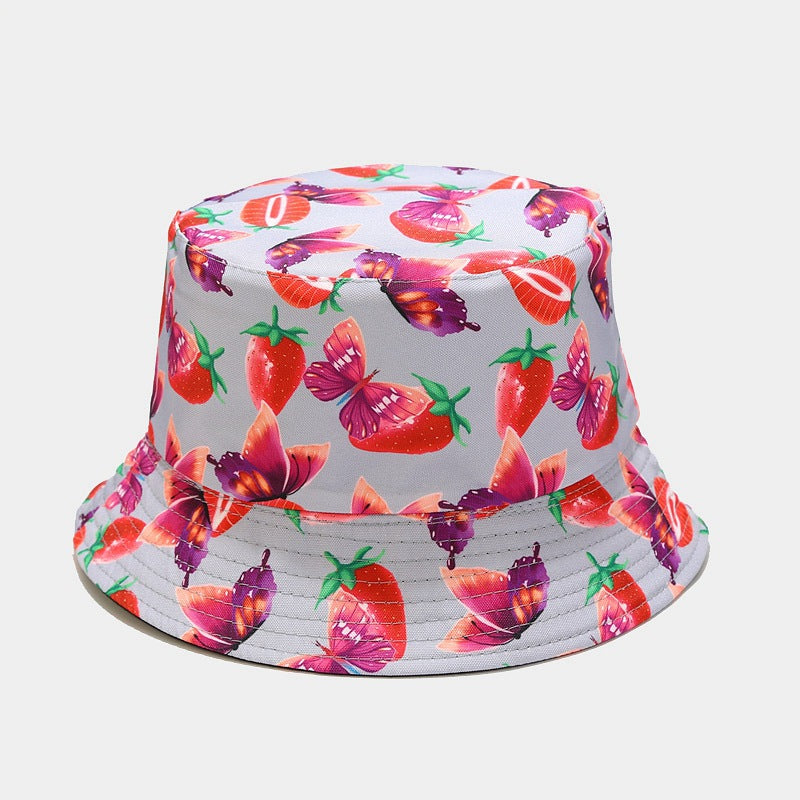 Wholesale Strawberry Butterfly Pattern Double-sided Fisherman Hat